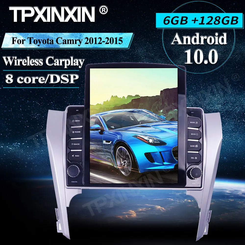 구매 6 + 128G 테슬라 차량용 멀티미디어 플레이어, 토요타 캠리 2012-2015 년식, 안드로이드, 무선 카플레이, 스테레오 수신기, 라디오, 자동차 GPS, 내비게이션
