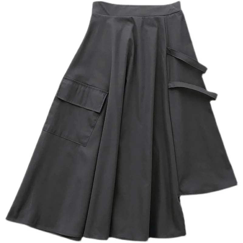 

Skirt Women's Design Sense Niche 2021 Spring and Summer New Korean Style Irregular Overalls Skirt Slimming High Waist A- line