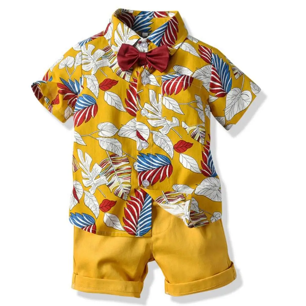 Brand Fashion Baby Boys Clothing Set Summer Bow Tie Shirt 2pcs Sport Suit Toddler Kids Boy's Clothes Beach Casual Tracksuit |