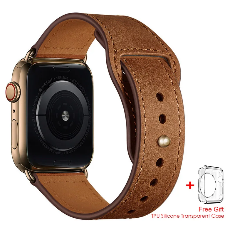 Retro brown Высококачественный ремешок из натуральной кожи для Apple Watch Series 4 44 мм 40 мм ремешок для iWatch 1 2 3 42 мм 38 мм ремешок для часов - Цвет ремешка: Retro brown