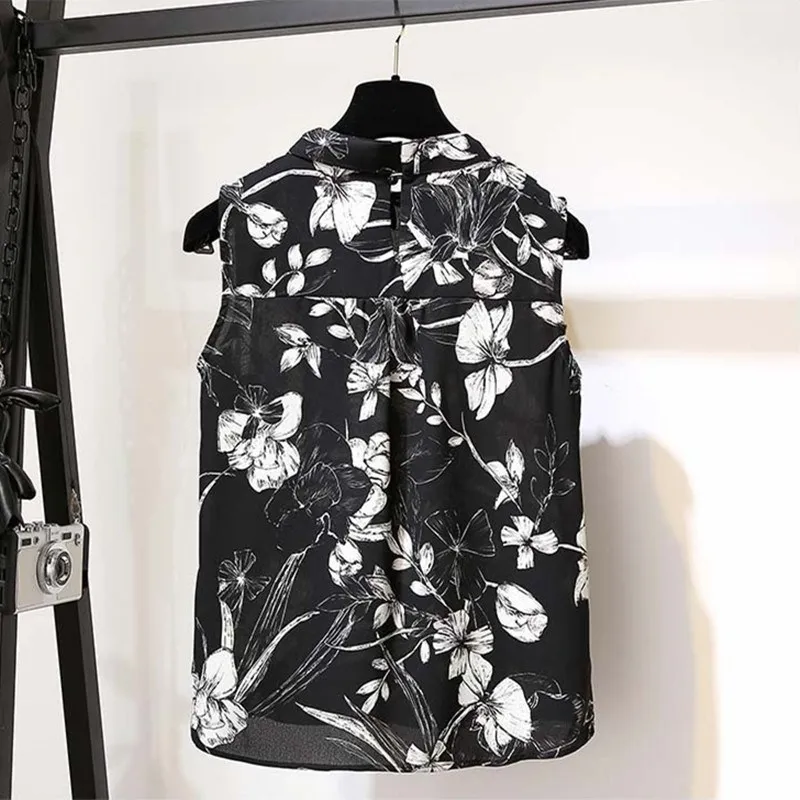 Летний женский милый комплект из 2 предметов без рукавов с бантом черная блузка