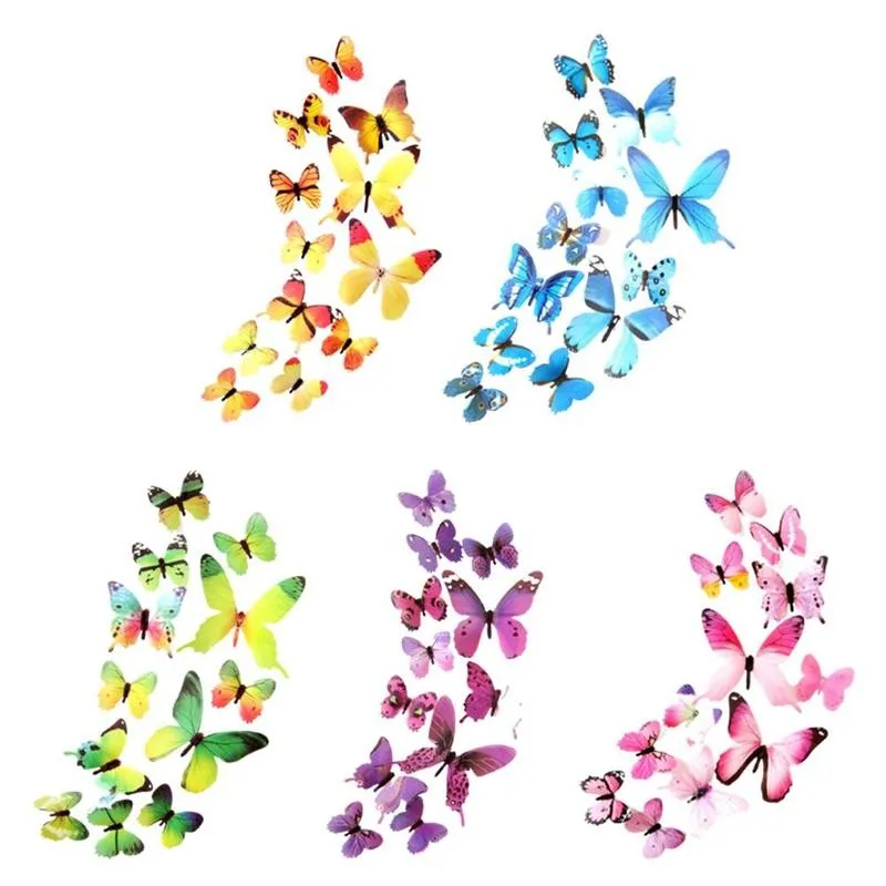 12 шт./компл. наклейки на стену с бабочка полые ПВХ обои для дома номеров Наклейки