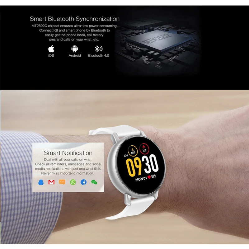 

S666 Smart Watch Touch Screen IP67 Waterproof Heart Rate Sleep Monitor Wristband Bluetooth Call Smartwatch Watch for Android IOS