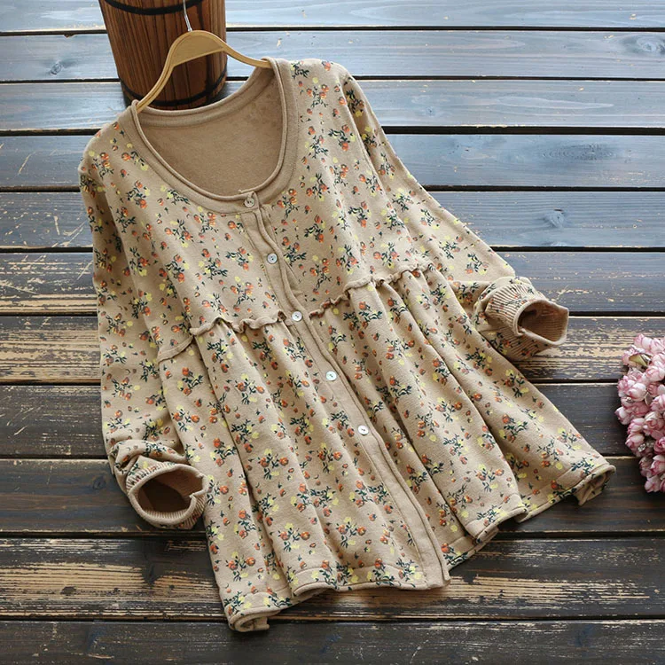 Mori Girl 2019 Women Sweater Floral Autumn Flower Printing Knit Cardigan Long sleeved Fashion Loose Tops YoYiKamomo |