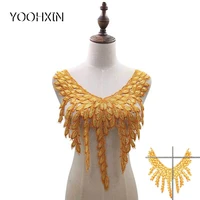 new yellow hollow embroidery flower lace collar fabric sewing applique diy guipure ribbon trim neckline dress cloth decor