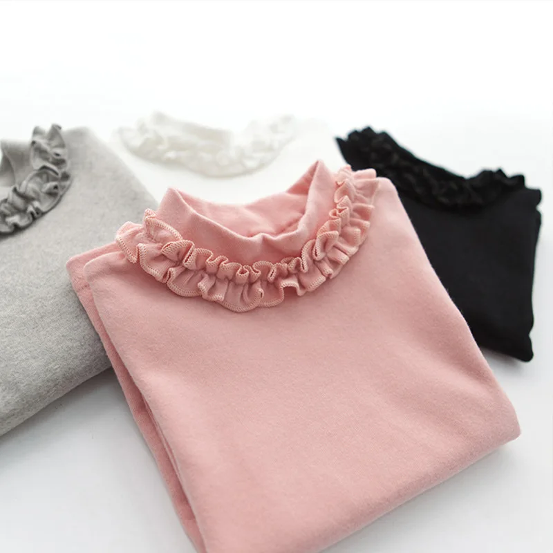 

Autumn Pink Solid Top T-shirt for Baby Girls Cotton O-neck Children Tees Toddler Girl Bottoming Shirt 2-8T Kids Clothings