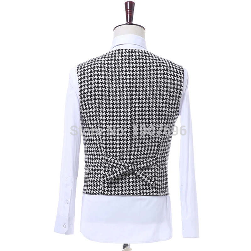 Жилет гусиная лапка с двубортным воротником для джентльменов один цельный