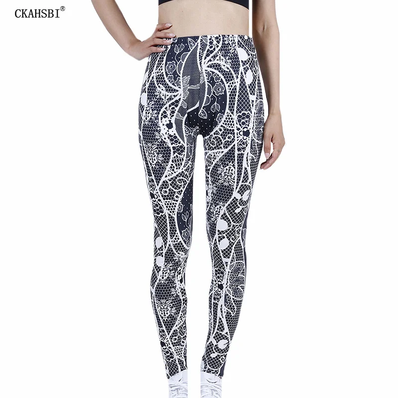 

CKAHSBI Love Floral Printing Yoga Pants Women's Sport Leggings Fitness Elastic Gym Workout Push Up Tight Running Trousers New