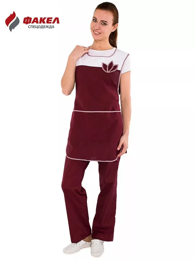 Фартук-сарафан Цветок (тк.Габардин) бордовый 87470083 Униформа спецодежда рабочая