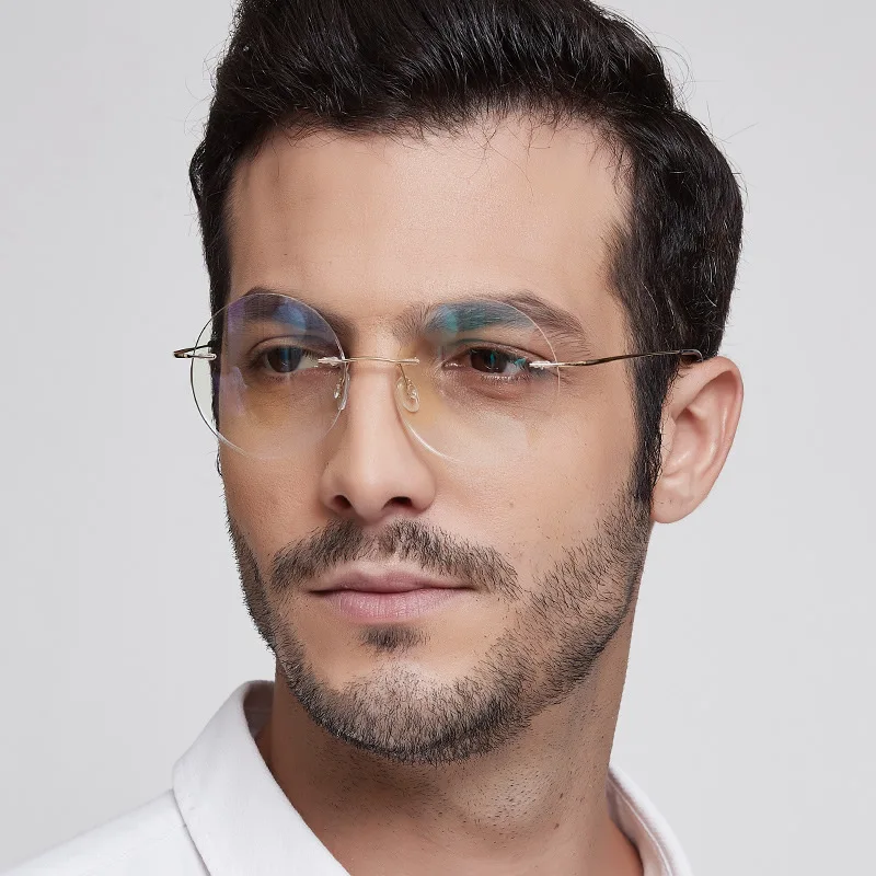 Легкие круглые очки без оправы из титанового сплава для мужчин и женщин мужские