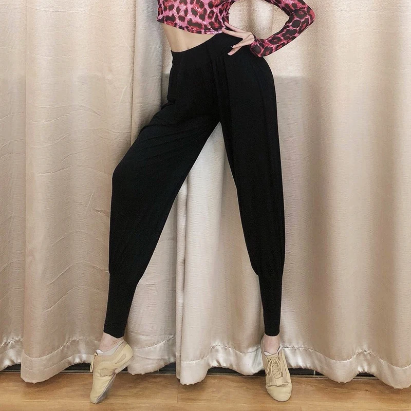 

Latin Dance Clothes Modal Practice Carrot Pants Female National Standard Dance Trousers Rumba Tango Samba Dance Clothes DQL4519