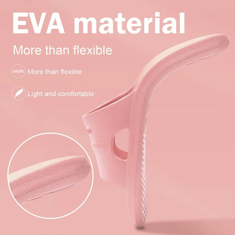 

Indoor Bathroom Anti-Slip Shoes Home Women Thick Platform Slippers Summer Fashion EVA Soft Sole Men Couple's Beach Slide Sandals