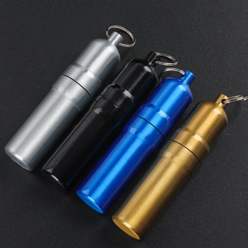 

Portable Mini Cigarette Case Aluminum alloy With Keychain Storage Box waterproof Pill Case 5 cigarettes Smoking box HY-659