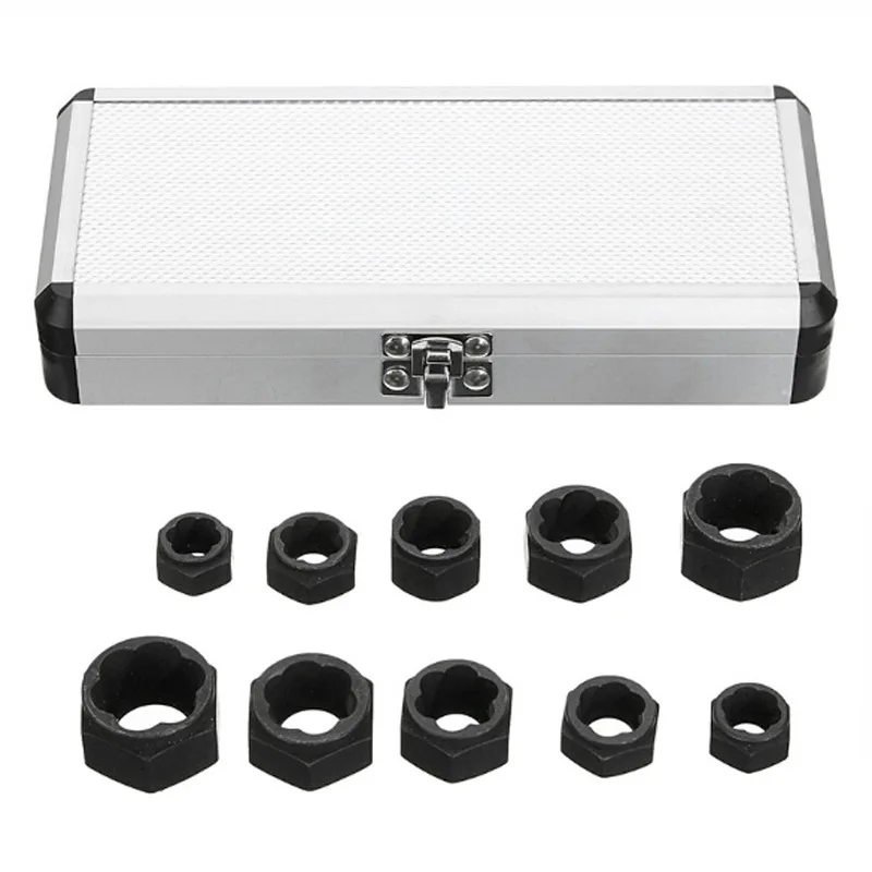 

10 Pcs Hexagon Bolts Damaged Screws Nut Extractor Removal Tools Hand Tools Set Multiple Sizes High Strength Durable Universal
