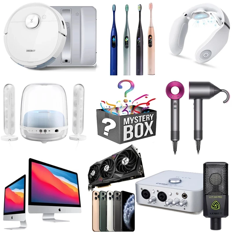 

Lucky Mystery Boxes Mysterious There Is A Chance To Open:Such As Drones,Wireless Charger,Smartwatch,Mobile Phones,Gamepad,more