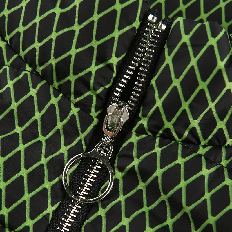 BOOFEENAA неоновая зеленая розовая ажурная укороченная куртка пуховик для женщин