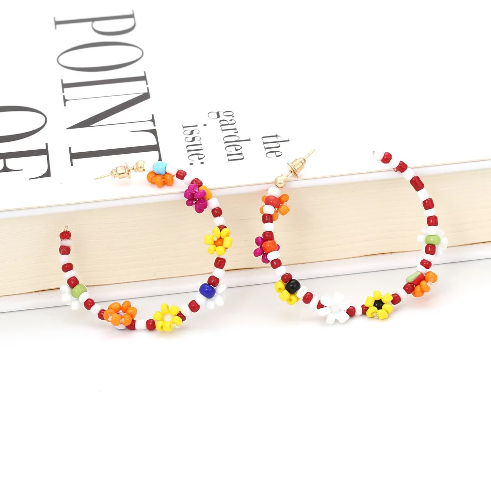 Модные женские серьги с-образным жемчугом цветочные круглые геометрические