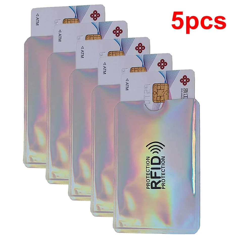 5pcs Анти Rfid кошелек Блокировка ридер замок банк держатель для карт Id банковский Чехол для карт металлический держатель для кредитных NFC алюминий 6*9,3 см - Цвет: 5pcs