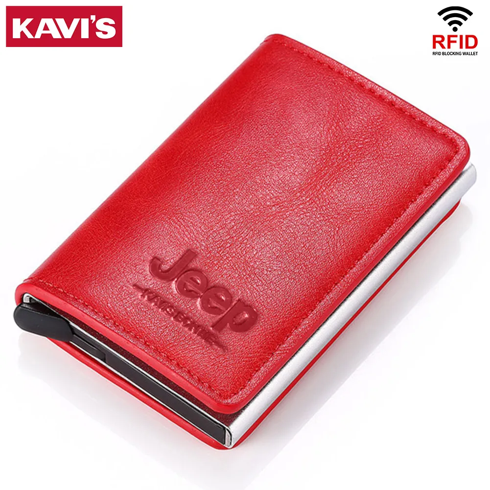 

Fashion Women Credit Card Holder RFID Blocking Leather Automatic Business ID Card Holder Aluminum Metal Wallet Purse for Cards