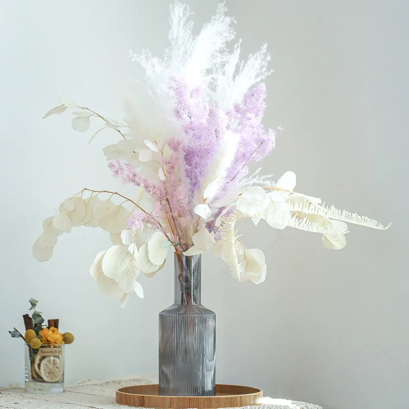

Реалистичные натуральные сохраненные сушеные цветы, разноцветный букет, дикая Цветочная композиция, ваза, домашний декор для свадьбы, Дня С...