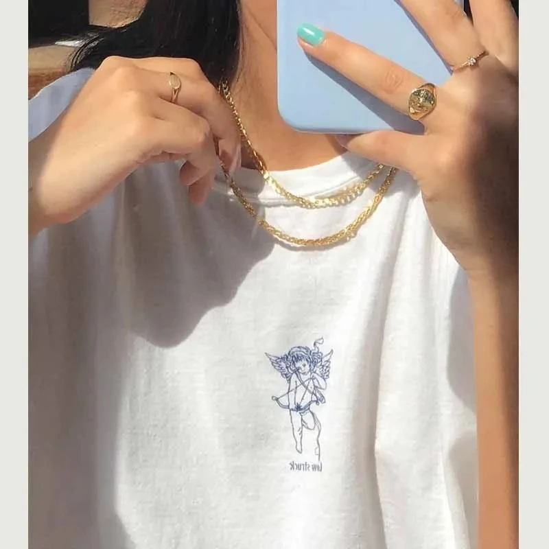 Футболка женская хлопковая в стиле парка Повседневная Свободная рубашка с