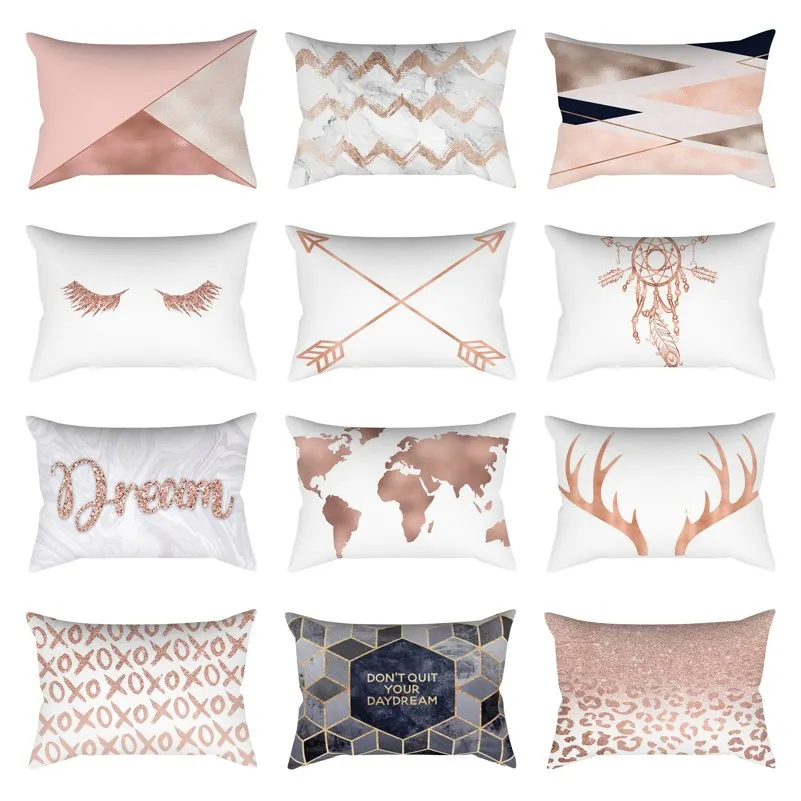 Чехол для подушки с геометрическим рисунком 30x50 прямоугольный чехол розовой