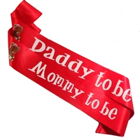 2pcs 2020 new design baby shower mommy to be daddy to be sash bear pattern white printing blue yellow pink and black red