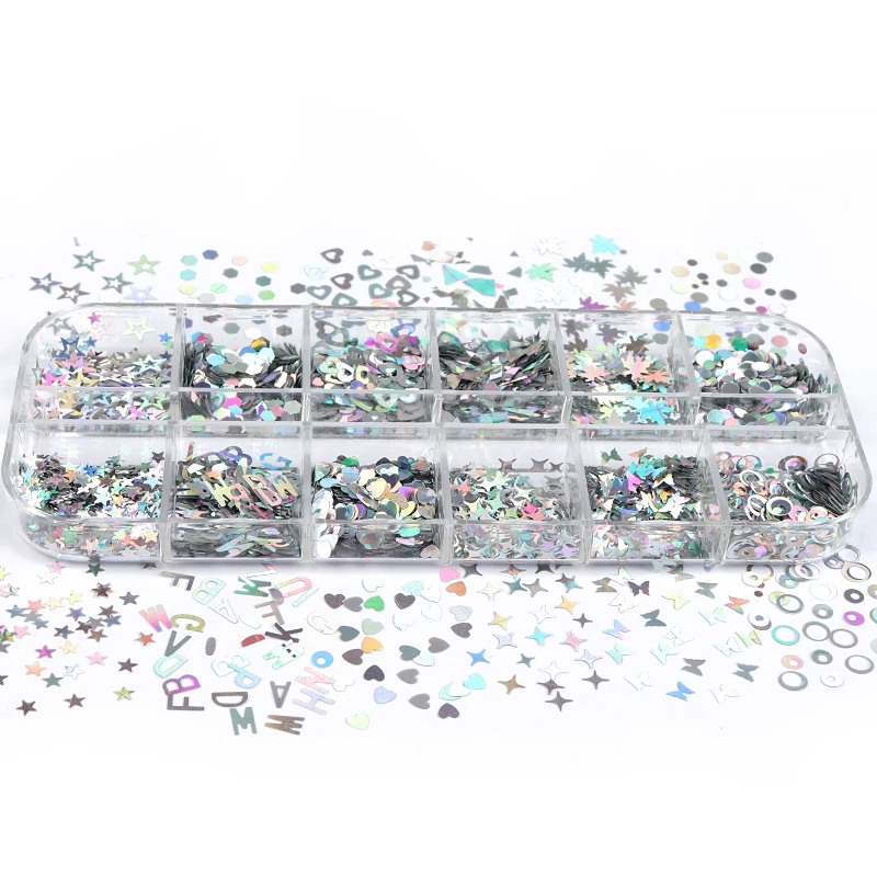 

Holographic Glitter Laser Silver Sequins Epoxy Resin Mold Fillings Star Butterfly Love Heart Letter Slime Slices Crystal Crafts