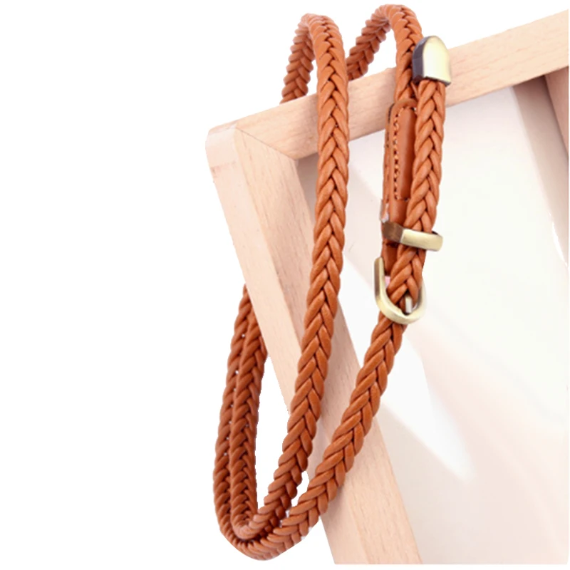 

New Hand-Woven Belt Female Pin Buckle Retro Casual Wild Thin Belt Waist Rope Decoration 1 Set of 3 Colors