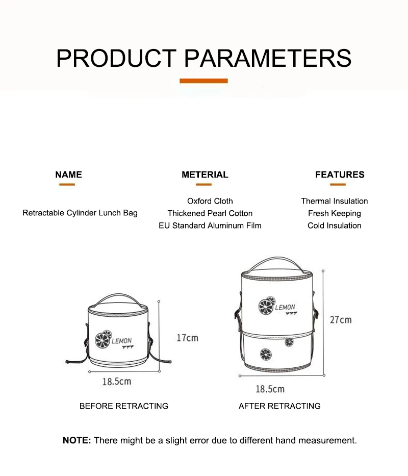 

Retractable Lunch Bags for Women Large Luxury Termal Insulation Picnic Bag Lunch Box for Kid School Children Canvas Tote Bag