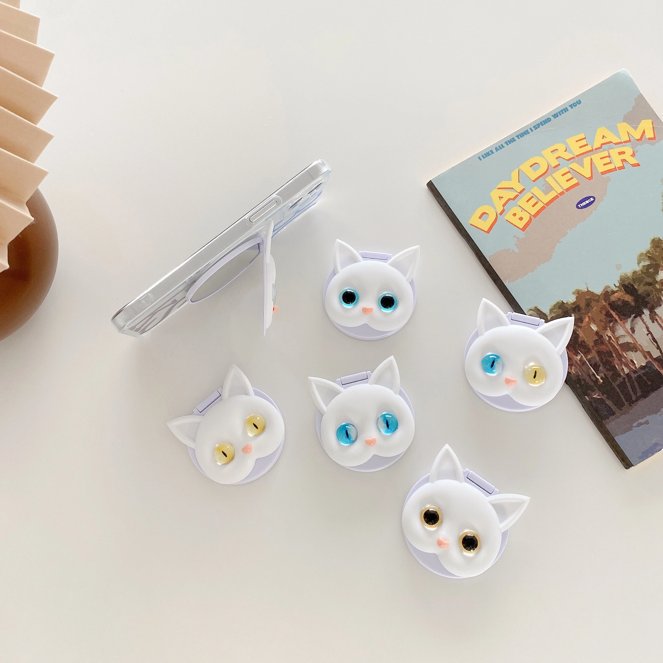 Милый 3D мультяшный Кот зеркальный телефонный кронштейн подставка для iPhone Samsung