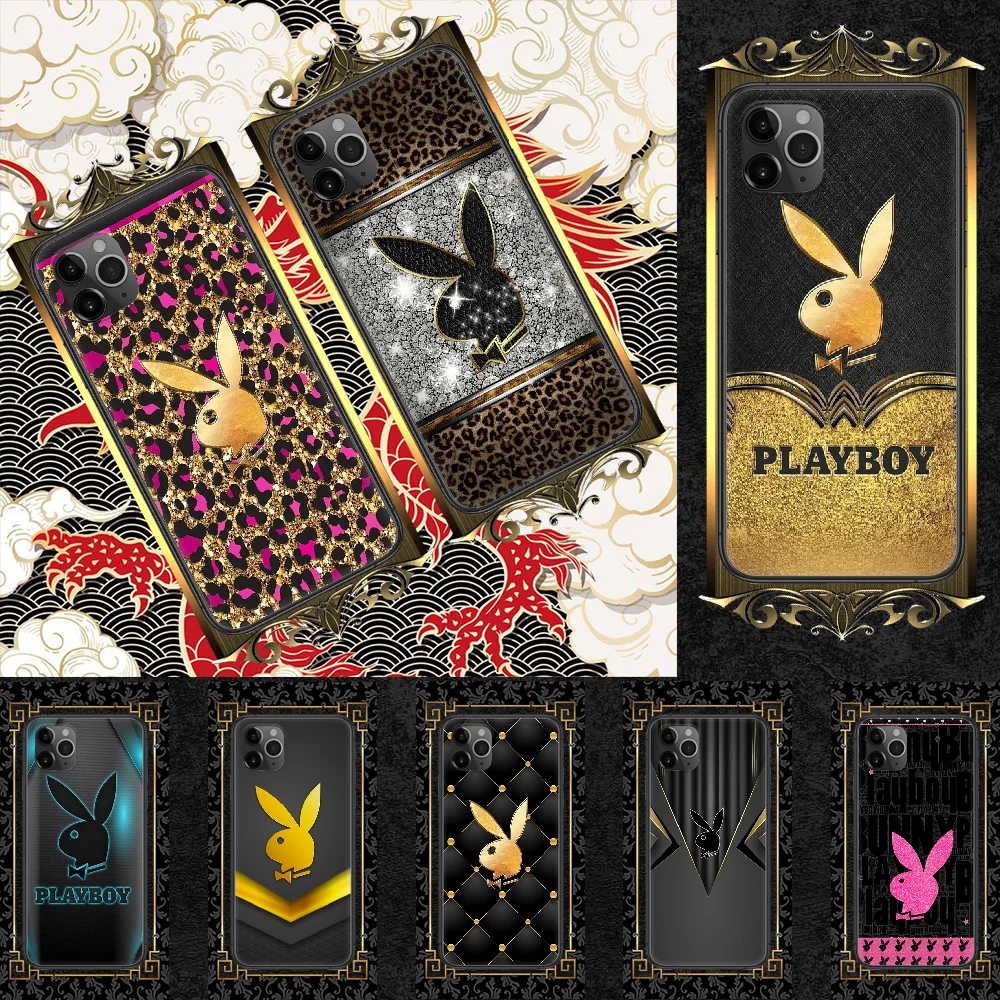 

Luxury Playboyes-compatible Phone Case Cover Hull For iphone 5 5s se 2 6 6s 7 8 12 mini plus X XS XR 11 PRO MAX black trend back
