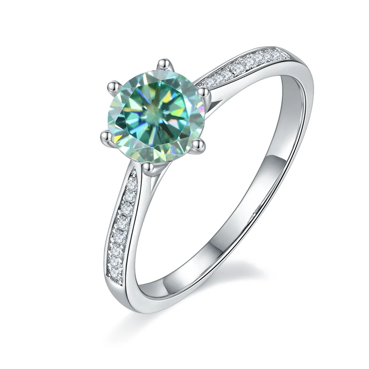 

GEM'S BALLET 925 Sterling Silver Rings for Women Engagement Ring Fine Jewelry Gift Drop Shipping Classic 1CT Green Moissanite