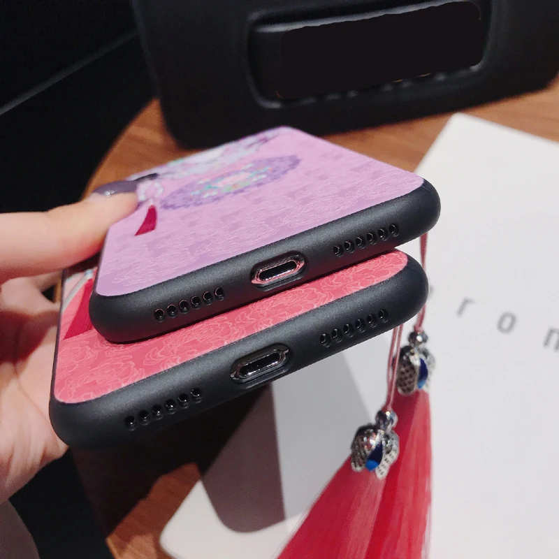 Чехол для телефона с рельефной кисточкой в китайском стиле iPhone 11 12 Pro Max XS MAX XR