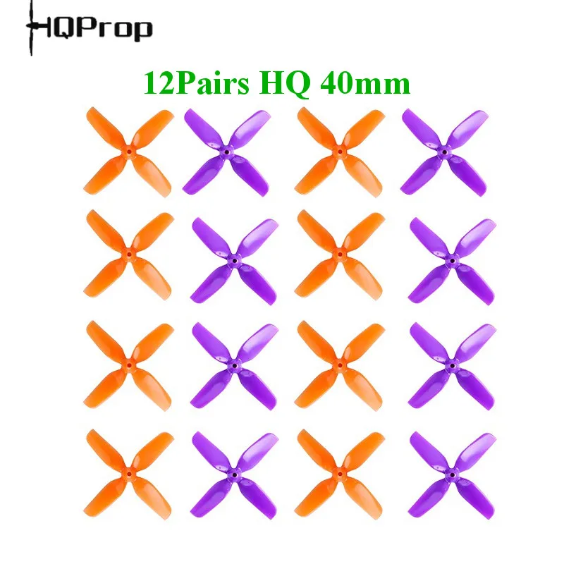 12 пар носочков на 24PCS HQ 40 мм 1,6 дюймов 4 пропеллер Prop 1 мм/1,5 мм отверстие для 0802/0804/0706 бесщеточный мотор небольшой гоночный Дрон с видом от первого лица
