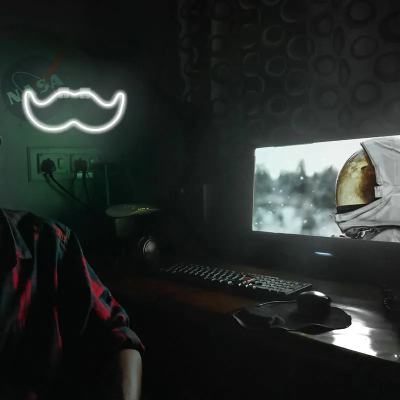 Wanxing неоновый светодиодный знак в форме бороды ночной Светильник настенное