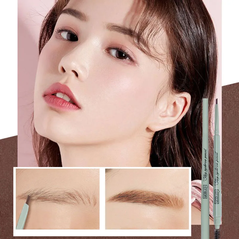 Двойной карандаш для бровей водостойкий стойкий не выцветает кисть косметика