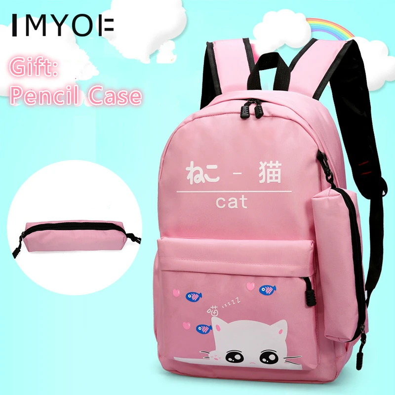 2019 новые женские удобные холщовые рюкзаки милый кот мультфильм детские школьные