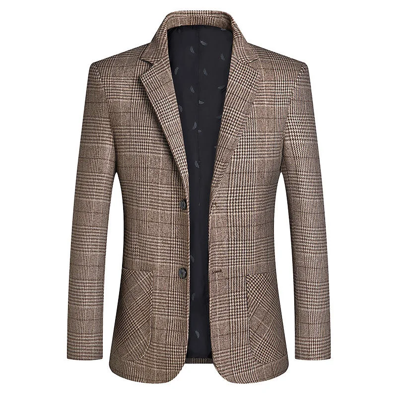

Men Business Suit Plaid Smart Casual Four Seasons Full Sleeve Blazers