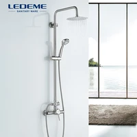 LEDEME Bathroom Shower Faucet Rainfall Stainless Steel Wall Shower Pipe with Hand Waterfall Rain Shower Faucets Tap L72405