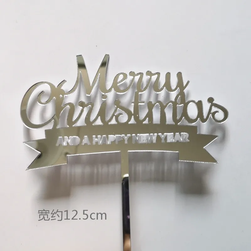 2pc christmas G Золотые серебристые, лазерные лося Счастливого Рождества торт Топпер Замороженные вечерние Акриловые Поддельные украшение в виде хлопьев снега для приспособление для выпечки подарок любви - Цвет: 2pc christmas G