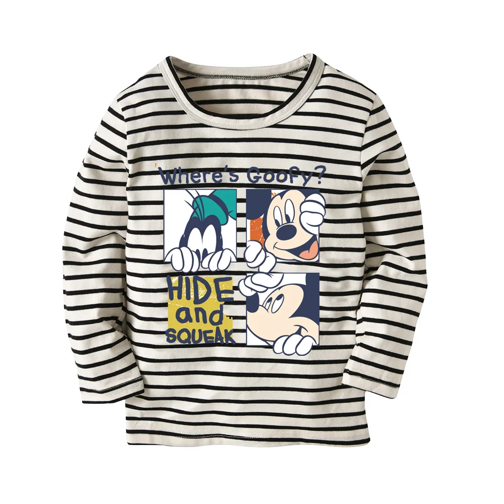 Весенне осенняя футболка в полоску с длинными рукавами и изображением Минни