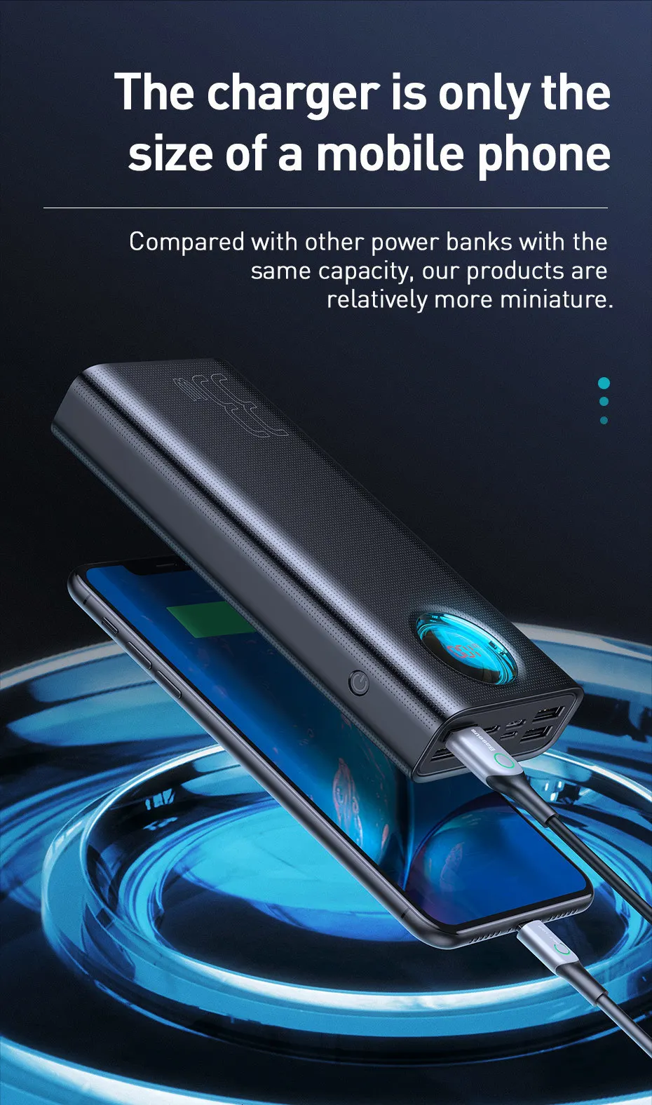 Baseus 30000 мАч Внешний аккумулятор USB C PD Быстрая зарядка 3,0 30000 мАч Внешний аккумулятор для Xiaomi Mi iPhone портативное Внешнее зарядное устройство
