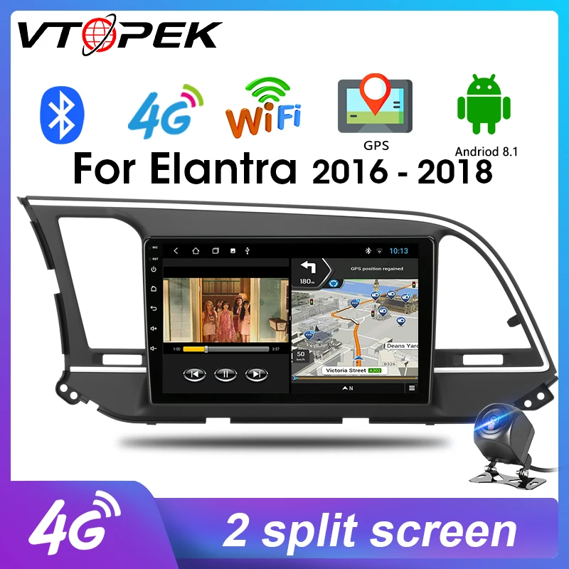 Vtopek радио Автомобильный мультимедийный Palyer для Hyundai Elantra 2016-2018 HD Android 9 0 2G + 32G