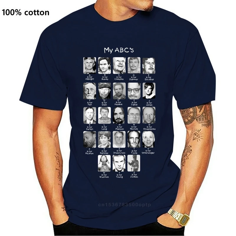 

100% Cotton O-neck Custom Printed Men T shirt Serial Killer ABCs Women T-Shirt