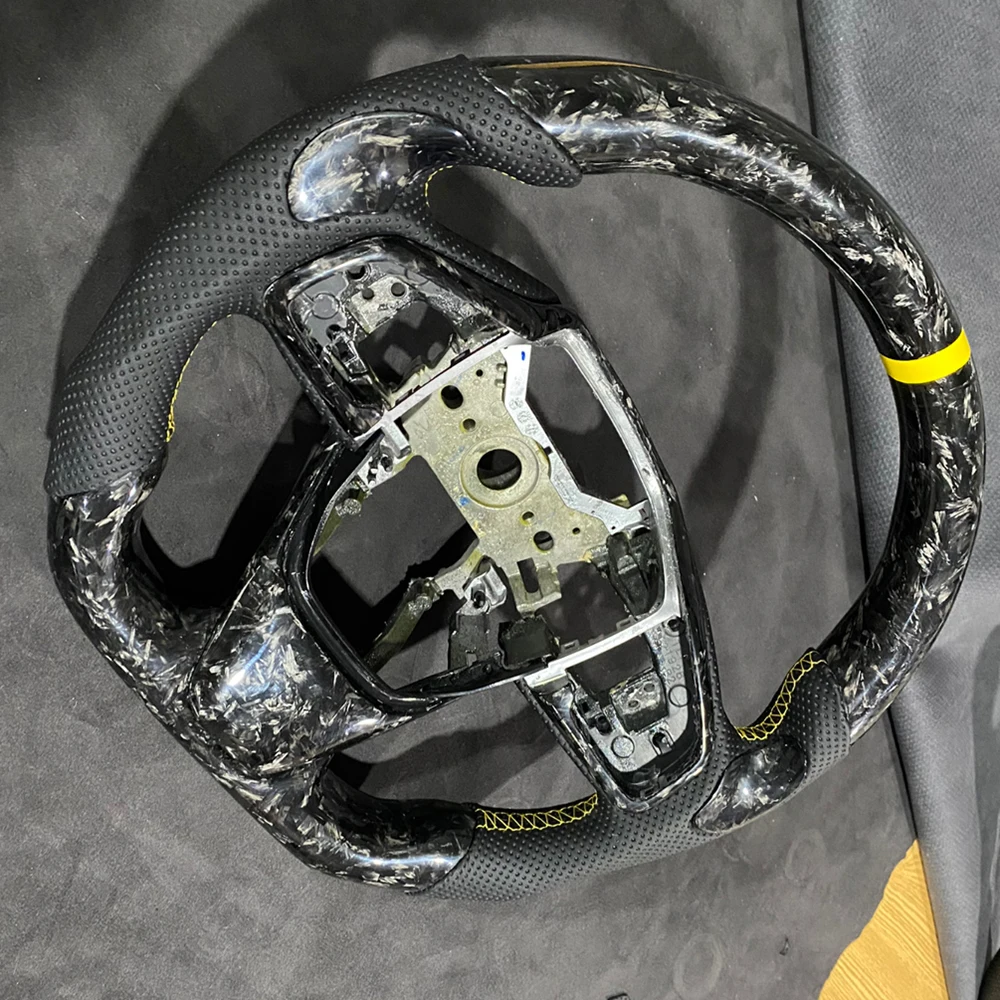 

LED Forged Carbon Fiber Steering Wheel Alcantara Perforated Leather Compatible For 10th Generation Honda Civic 16-21