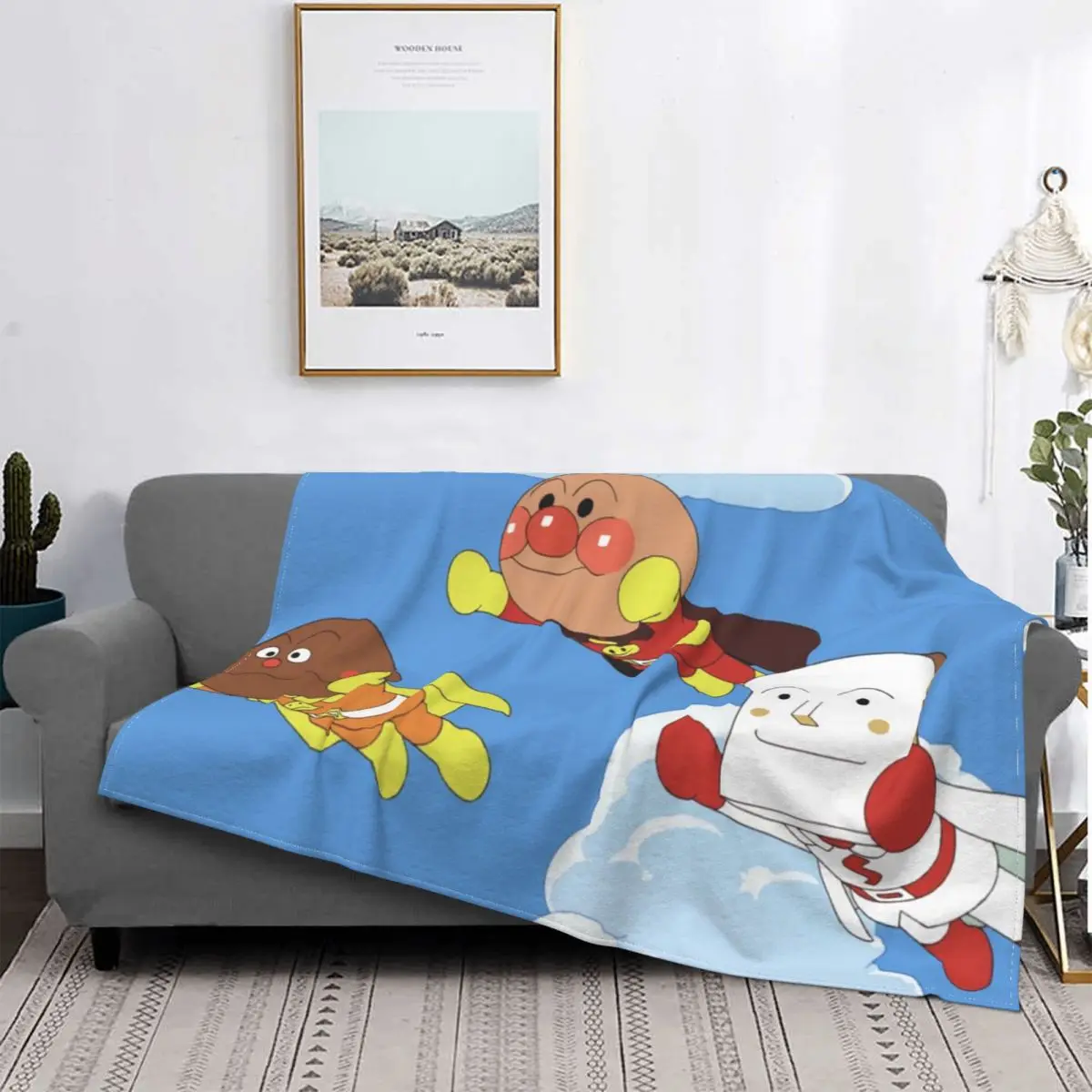 

Anpanman Batakosan Classical Anime Friends Portable Warm Throw Blankets for Bedding Travel