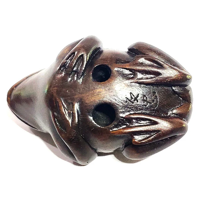 

Y6773 - Collectible 20 Years Old 2 Hand Carved Ebony Ironwood Carving Netsuke: Frog