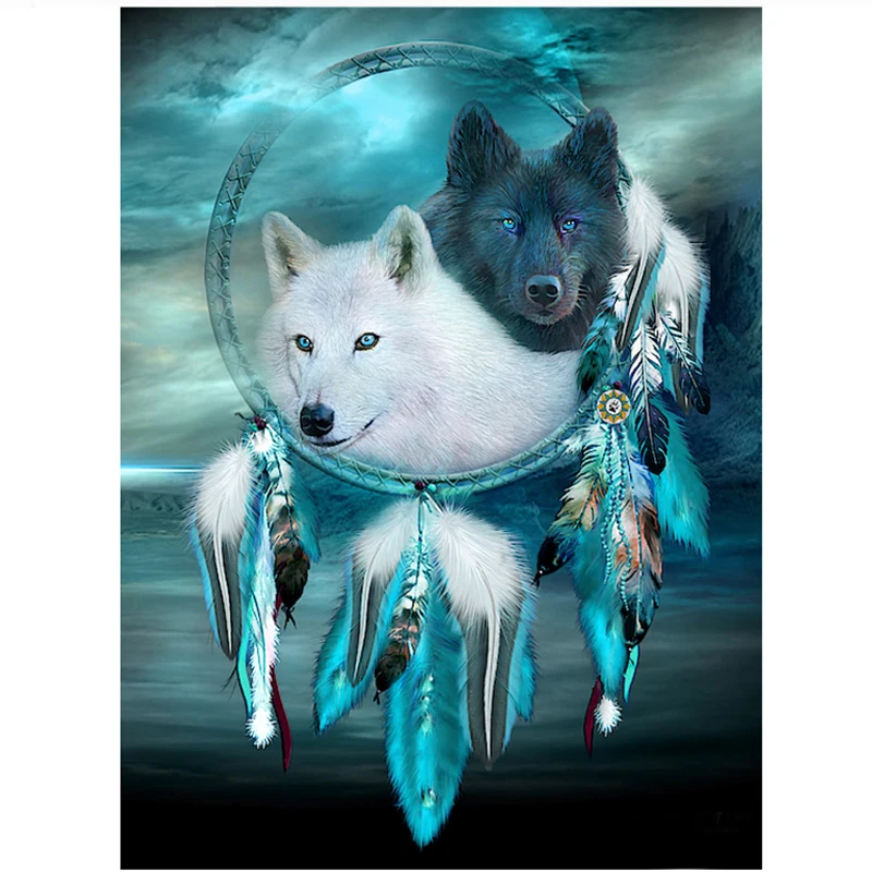 Индийский волк перо полный квадрат/Круглый Алмаз 5D DIY Алмазная картина Вышивка