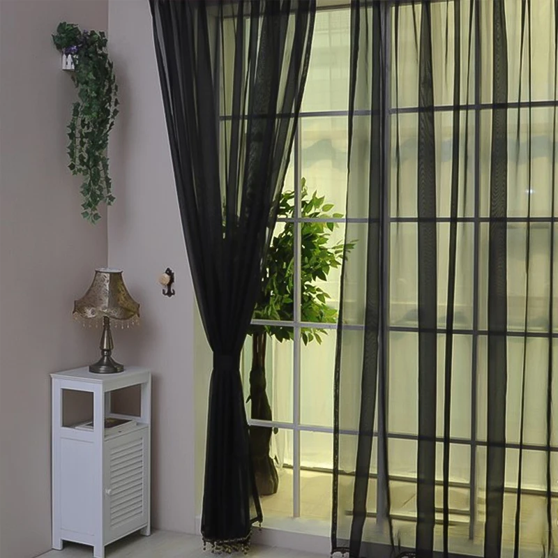 

Pure Color Home Through Gauze Curtains, Classic Wedding Glass Gauze, Transparent Curtains, Installation Of Multi-color Options